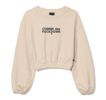 Comme Des Fuckdown Beige Logo Cotton Crewneck Women's Sweater