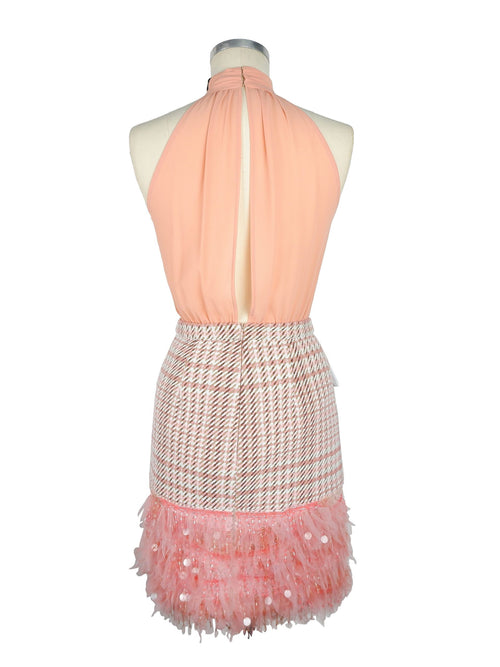 Elisabetta Franchi Antique Pink Sequined Pocket Women's Dress