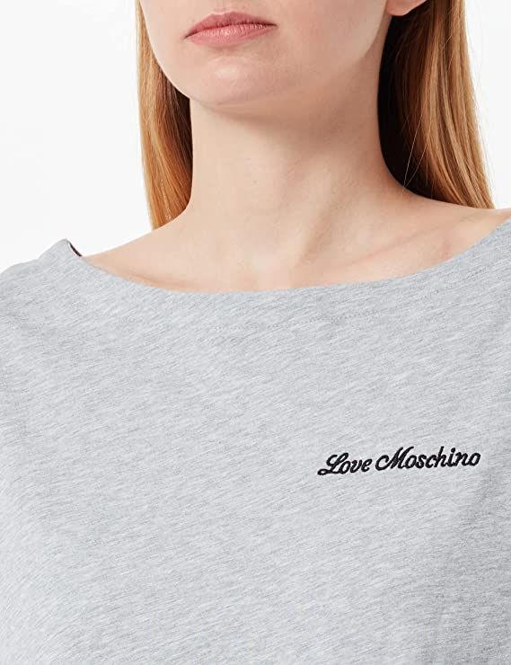 Love Moschino Chic Embroidered Heart Logo Cotton Women's Tee