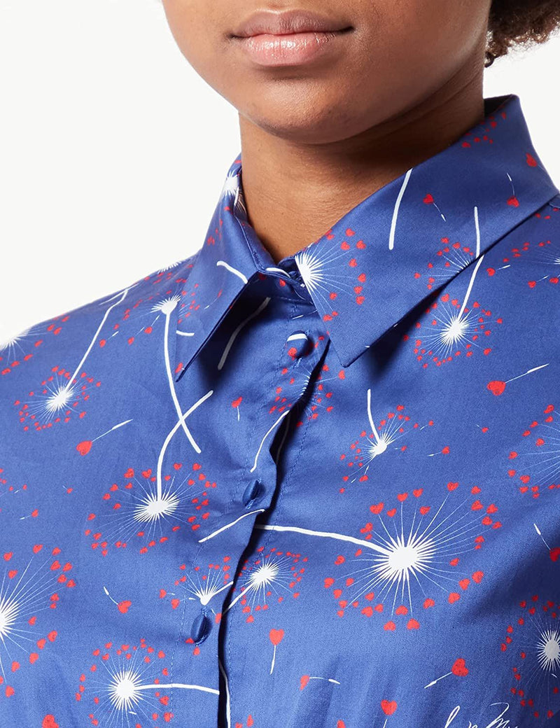 Love Moschino Chic Cotton Shirt Collar Dress in Abstract Women's Print