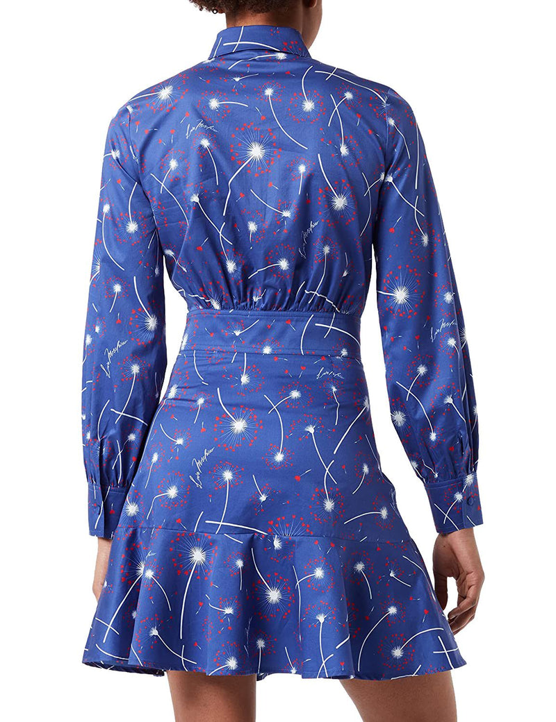 Love Moschino Chic Cotton Shirt Collar Dress in Abstract Women's Print