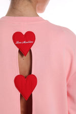 Love Moschino Chic Hearts Back Slit Crewneck Women's Sweatshirt