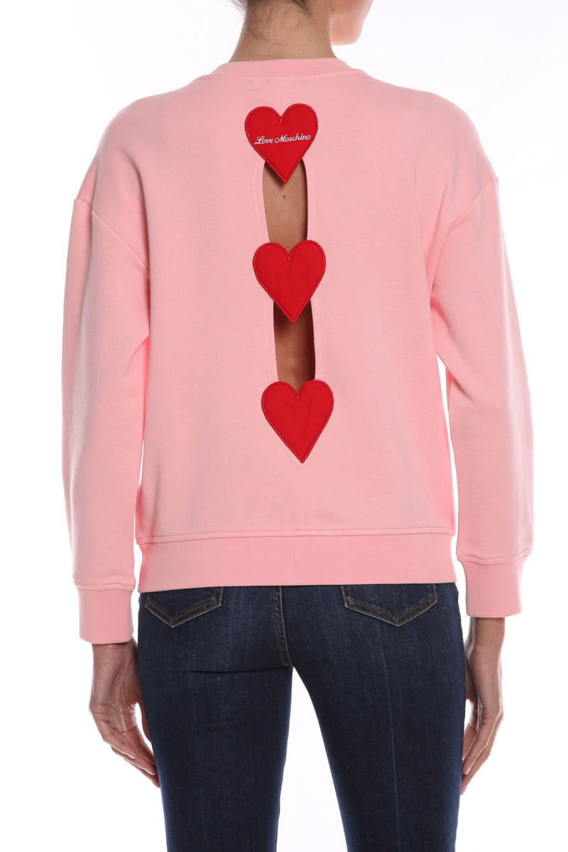 Love Moschino Chic Hearts Back Slit Crewneck Women's Sweatshirt