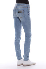 Love Moschino Chic Glitter-Logo Washed Women's Jeans