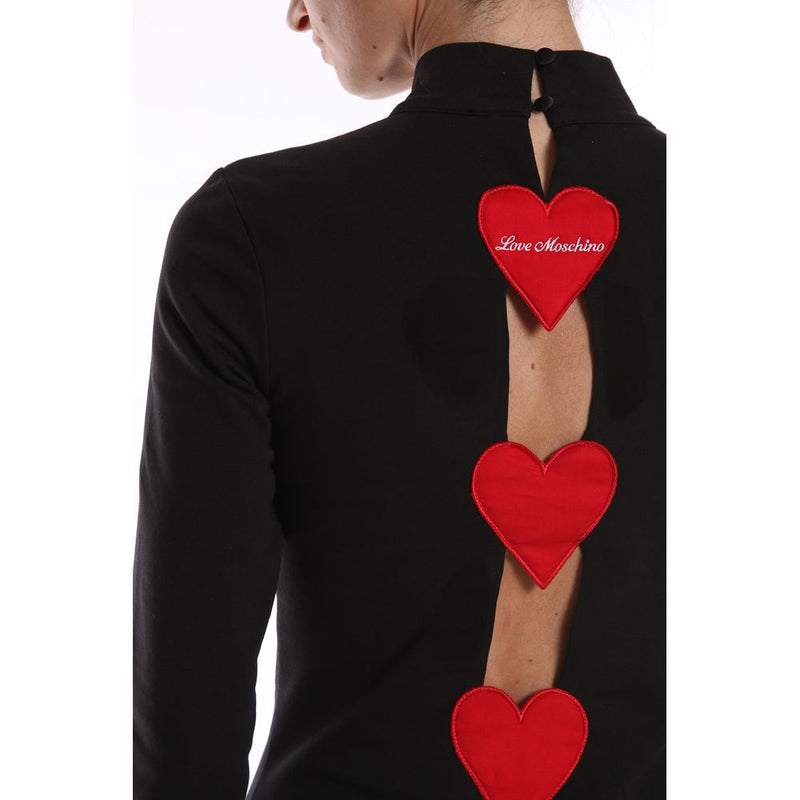 Love Moschino Chic Embroidered Heart Back-Slit Cotton Women's Dress