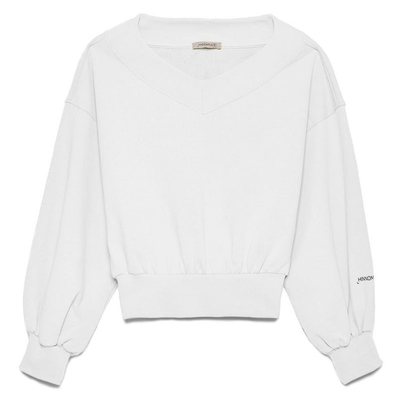 Hinnominate Chic V-Neck Cotton Sweatshirt with Logo Women's Sleeve