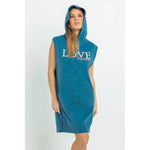 Imperfect Casual Blue Maxi Hooded Camisole Women's Dress