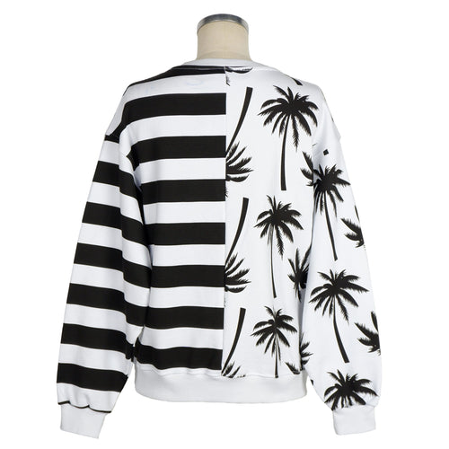 Comme Des Fuckdown Chic Monochrome Stripe Palm Print Women's Sweater