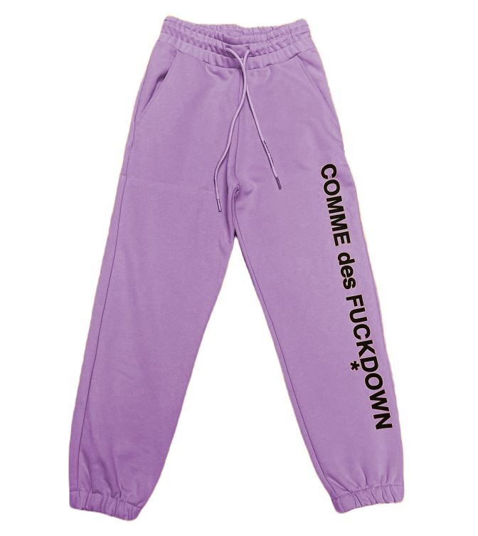 Comme Des Fuckdown Chic Purple Cotton Sweatpants with Logo Women's Print