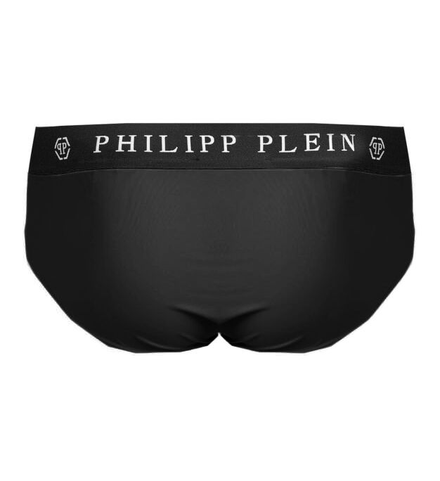 Philipp Plein Sleek Nylon Swim Briefs with Iconic Logo Men's Detail