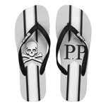Philipp Plein Chic Gray Logo Print Flip Women's Flops