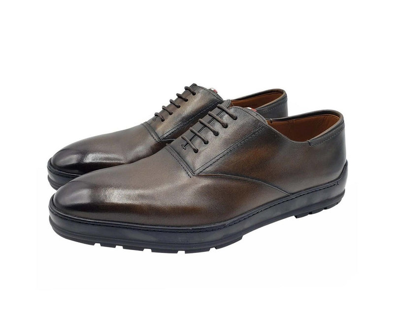 Bally Men's Medium Brown Renno Shaded Leather Lace Up Dress Shoes