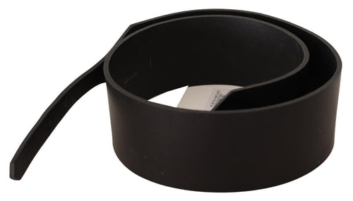 Costume National Black Leather Silver Round Buckle Women's Belt