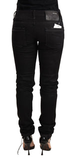 Acht Black Washed Cotton Slim Fit Denim Low Waist Trouser Women's Jeans