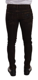 Dolce & Gabbana Brown Distressed Slim Fit Skinny Men's Jeans - LUX LAIR