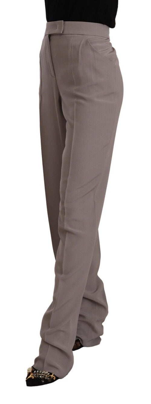Armani Brown High Waist Silk Tapered Long Women's Pants