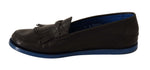 Dolce & Gabbana Black Leather Tassel Slip On Loafers Men's Shoes