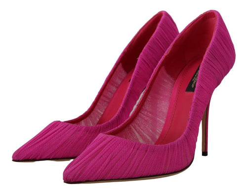 Dolce & Gabbana Elegant Pink Tulle Mesh Heels Women's Pumps