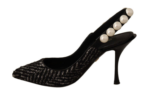 Dolce & Gabbana Elegant Slingback Heels with Faux Pearl Women's Adornments