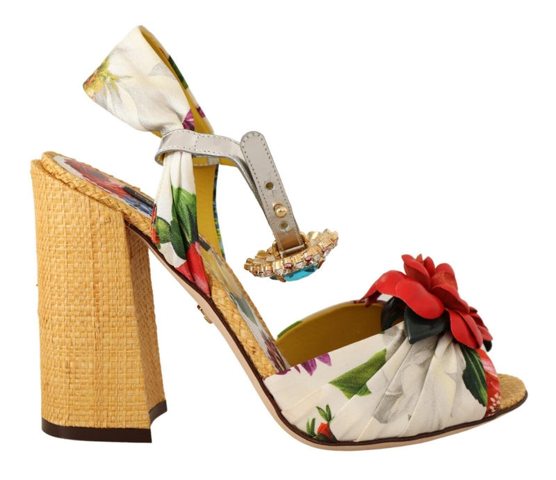 Dolce & Gabbana Multicolor Crystal Embellished Heel Women's Sandals