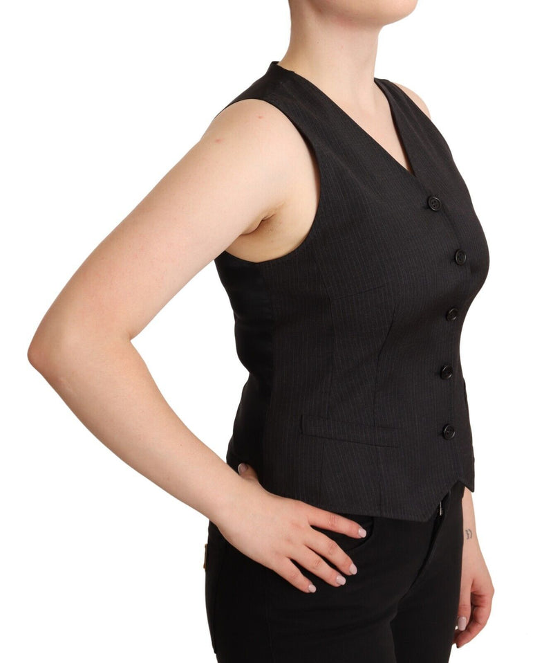 Dolce & Gabbana Elegant Black Wool Blend Waistcoat Vest Women's Top
