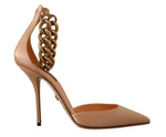 Dolce & Gabbana Elegant Beige Silk Ankle Strap Women's Pumps
