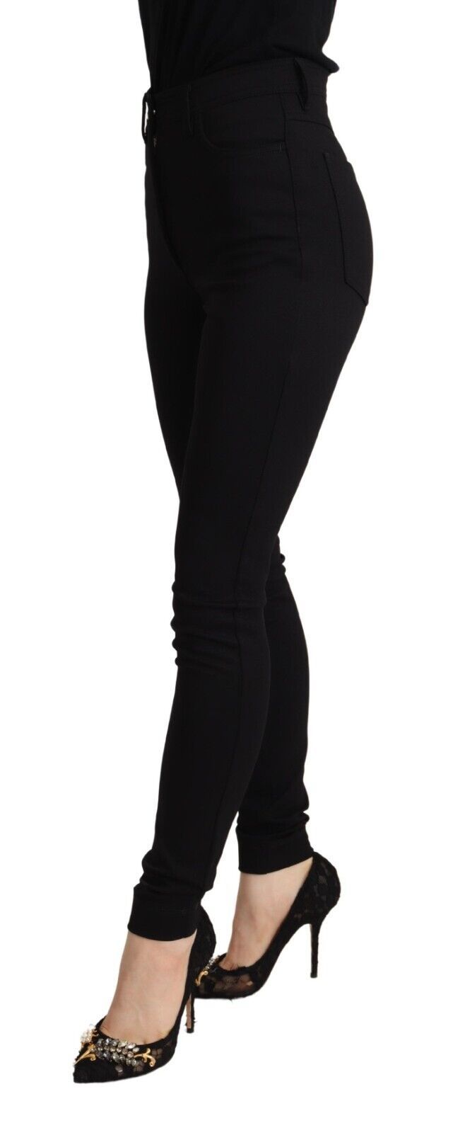 Dolce & Gabbana Black High Waist Skinny Slim Fit Women's Pants