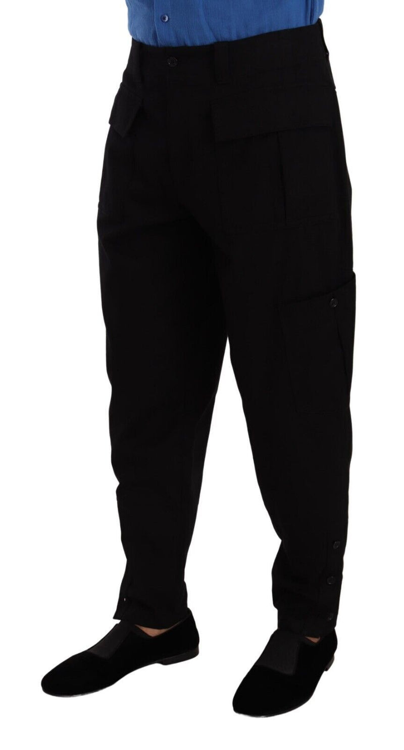 Dolce & Gabbana Chic Black Cargo Pants with Stretch Men's Comfort