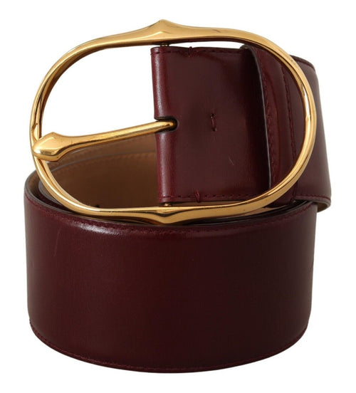 Dolce & Gabbana Elegant Brown Leather Belt with Gold Oval Women's Buckle