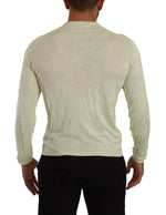 Domenico Tagliente Yellow V-neck Long Sleeves Pullover Men's Sweater
