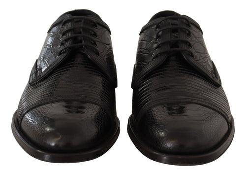 Dolce & Gabbana Black Exotic Leather Lace Up Formal Derby Men's Shoes