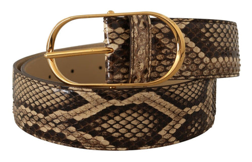 Dolce & Gabbana Elegant Phyton Leather Belt with Gold Women's Buckle