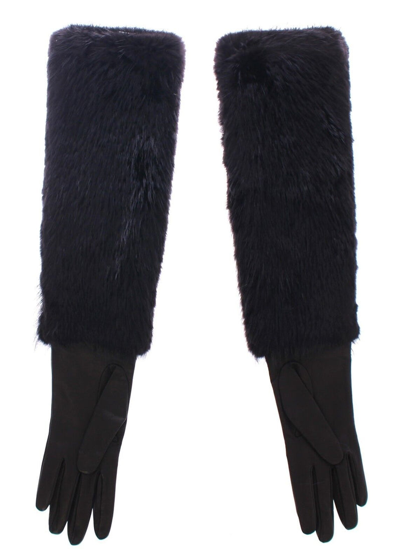Dolce & Gabbana Elegant Elbow-Length Beaver Fur Women's Gloves