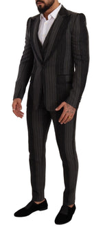 Dolce & Gabbana Elegant Striped Three-Piece Men's Suit