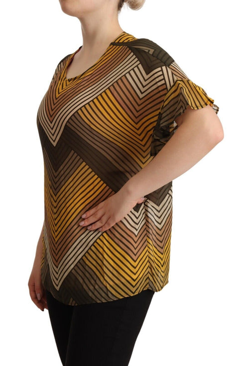 Twinset Multicolor Stripes Short Sleeves Round Neck Top Women's Blouse