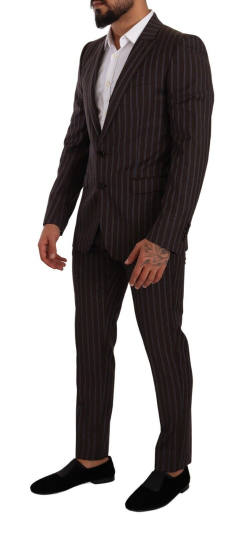 Dolce & Gabbana Elegant Maroon Striped Slim Fit Men's Suit