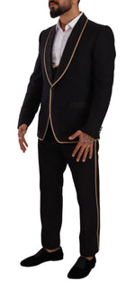 Dolce & Gabbana Elegant Black Silk Blend 3-Piece Men's Suit