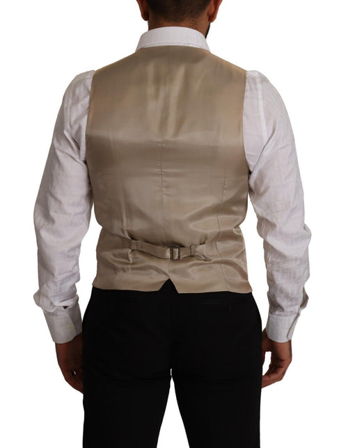 Dolce & Gabbana Beige Cotton Silk Formal Dress Men's Vest