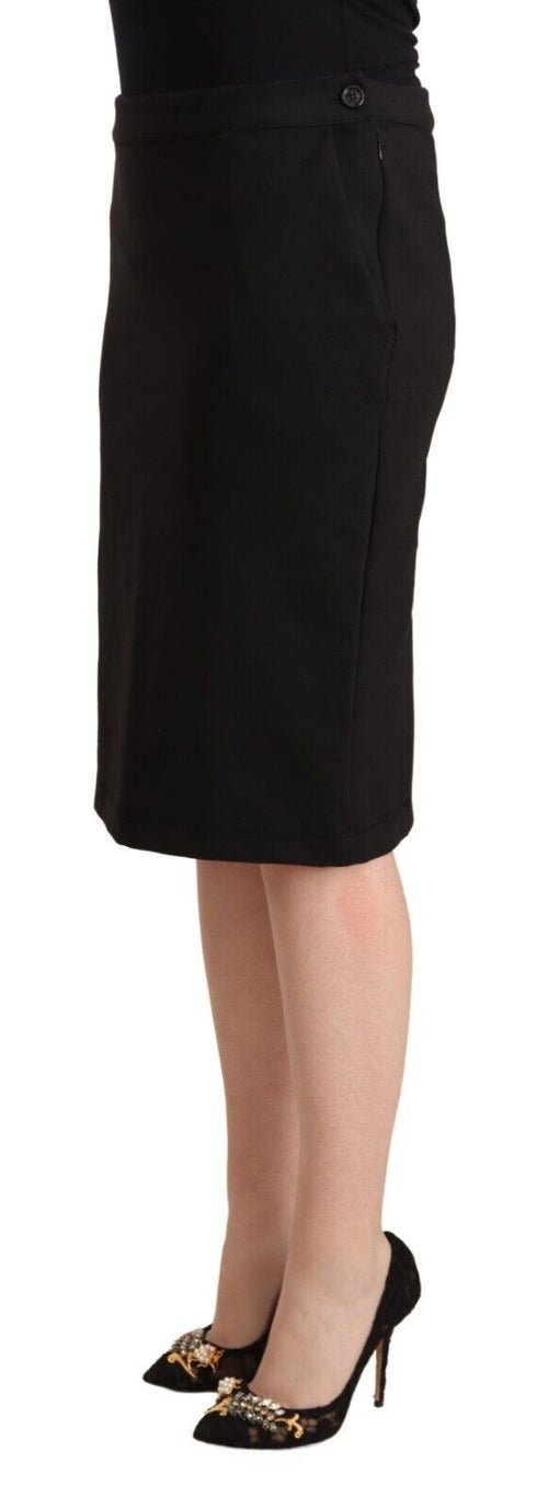 GF Ferre Black Straight Pencil Cut Knee Length Women's Skirt