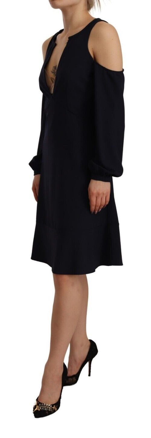 Twinset Black Long Sleeves Open Shoulder A-line Women's Dress