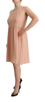 Twinset Beige Polyester Sleeveless Shift Knee Length Women's Dress