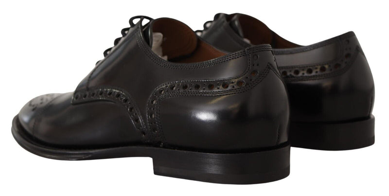 Dolce & Gabbana Black Leather Wingtip Mens Formal Derby Men's Shoes