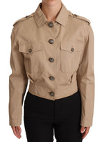 Dolce & Gabbana Beige Cropped Fitted Cotton Coat Women's Jacket