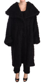 Dolce & Gabbana Black Mohair Fur Cape Trench Coat Women's Jacket
