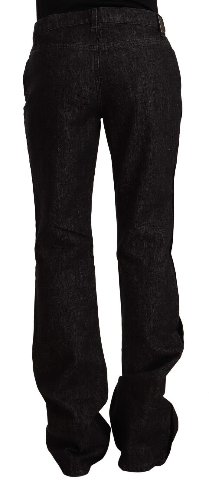 GF Ferre Black Mid Waist Cotton Denim Straight Boot Cut Women's Jeans