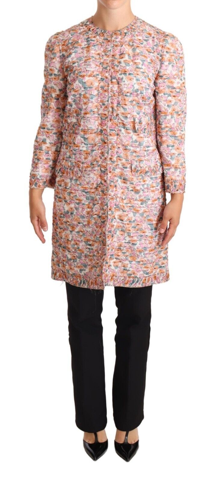 Dolce & Gabbana Multicolor Floral Print Silk Trench Coat Women's Jacket