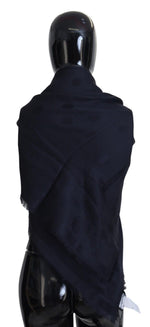 Dolce & Gabbana Elegant Silk-Wool Fringed Scarf in Dark Men's Blue