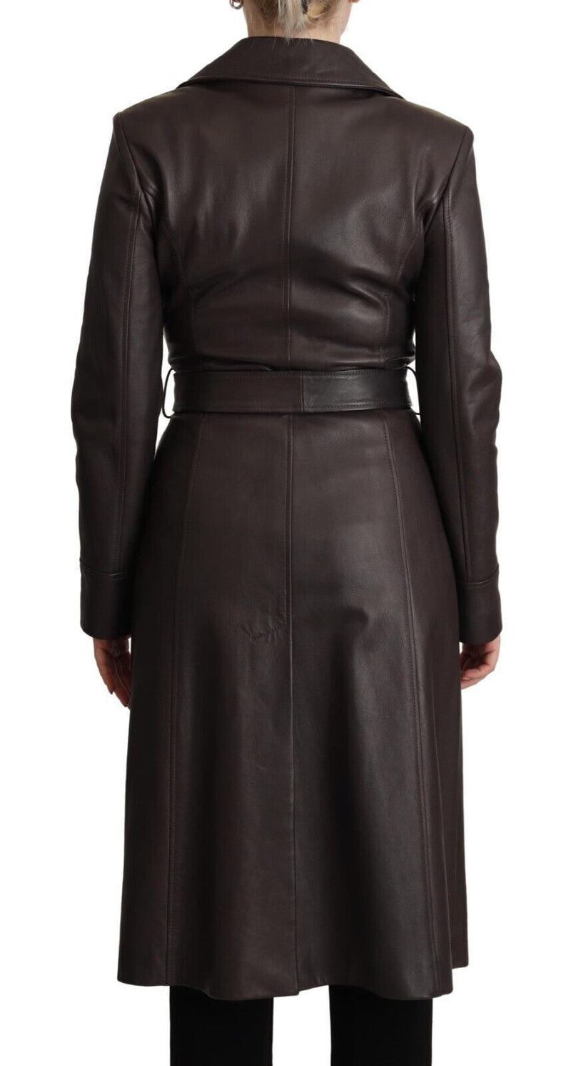 Dolce & Gabbana Elegant Double-Breasted Lambskin Leather Women's Coat
