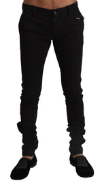 Dolce & Gabbana Black Cotton Stretch Slim Fit Skinny Men's Pants