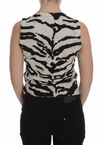 Dolce & Gabbana Zebra Print Cashmere Sleeveless Women's Top